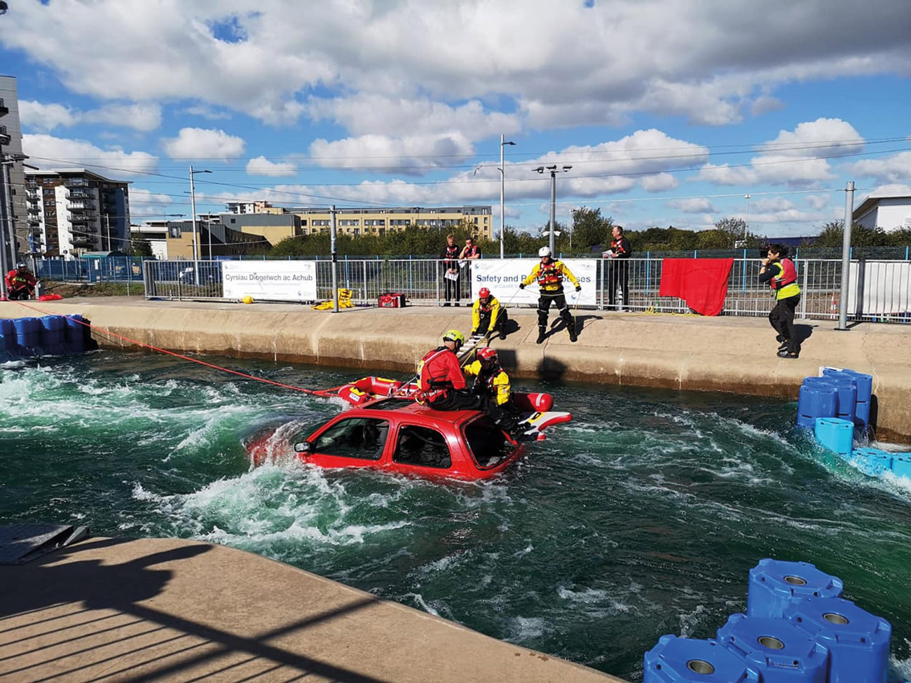 South Wales Water Rescue Team, during rapid-water extrication challenge.