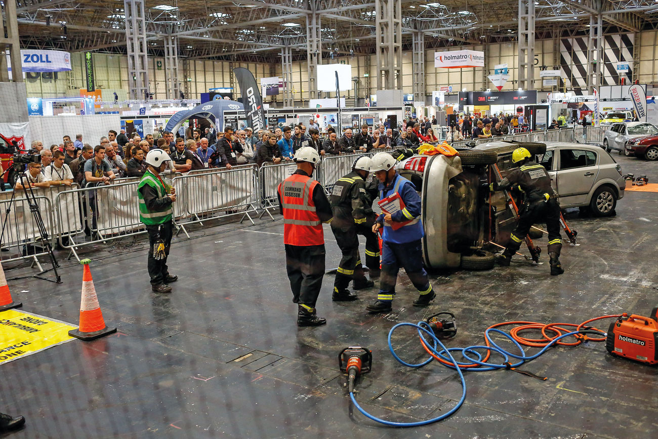 The West Midlands Fire Service Extrication Challenge at The Emergency Services Show in 2018.