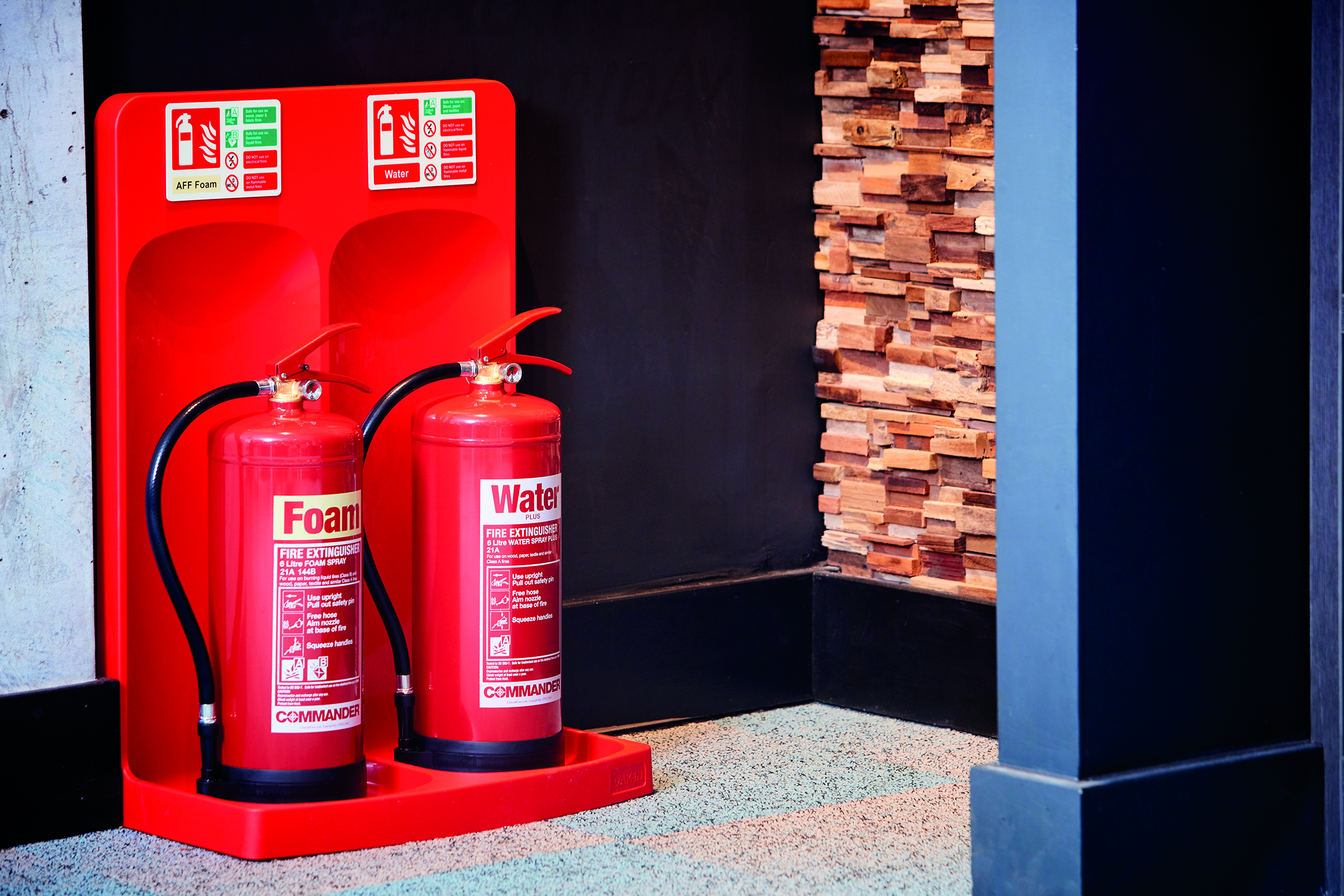 Commander Fire Extinguishers and Stand.
