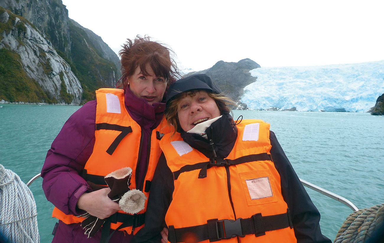 These days, Tiggi loves travelling with her friend, Louise. Here the pair are pictured on a small boat near the Antarctic.