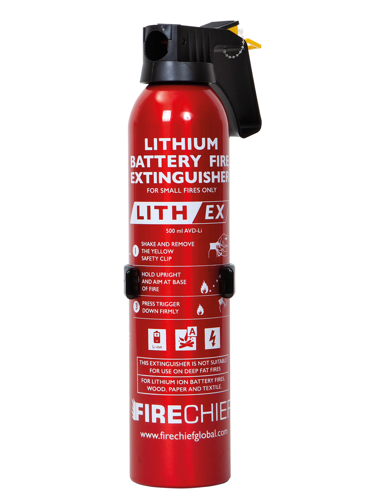 The smallest model available has a 500ml capacity to deal with smaller fires such as those caused by mobile phones at home or in the office.