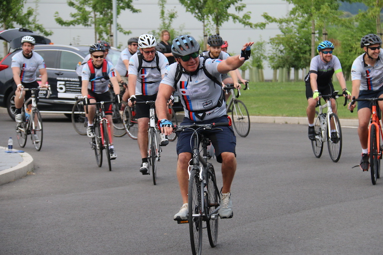 Aico colleagues departing from Aico headquarters at the Pedal the Borders event. (Aico)