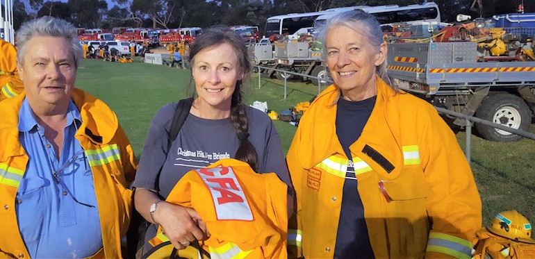 Congratulations to the Christmas Hills Brigade, and (L to R) Dianne Simmons (Captain), Deirdre Lucas (Secretary) and Veronica Holland (firefighter). (Aussie Pumps)