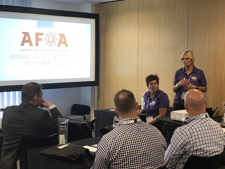 Caroline Anderson QFSM of WFS addresses the AFOA AGM in September 2021. (AFOA)