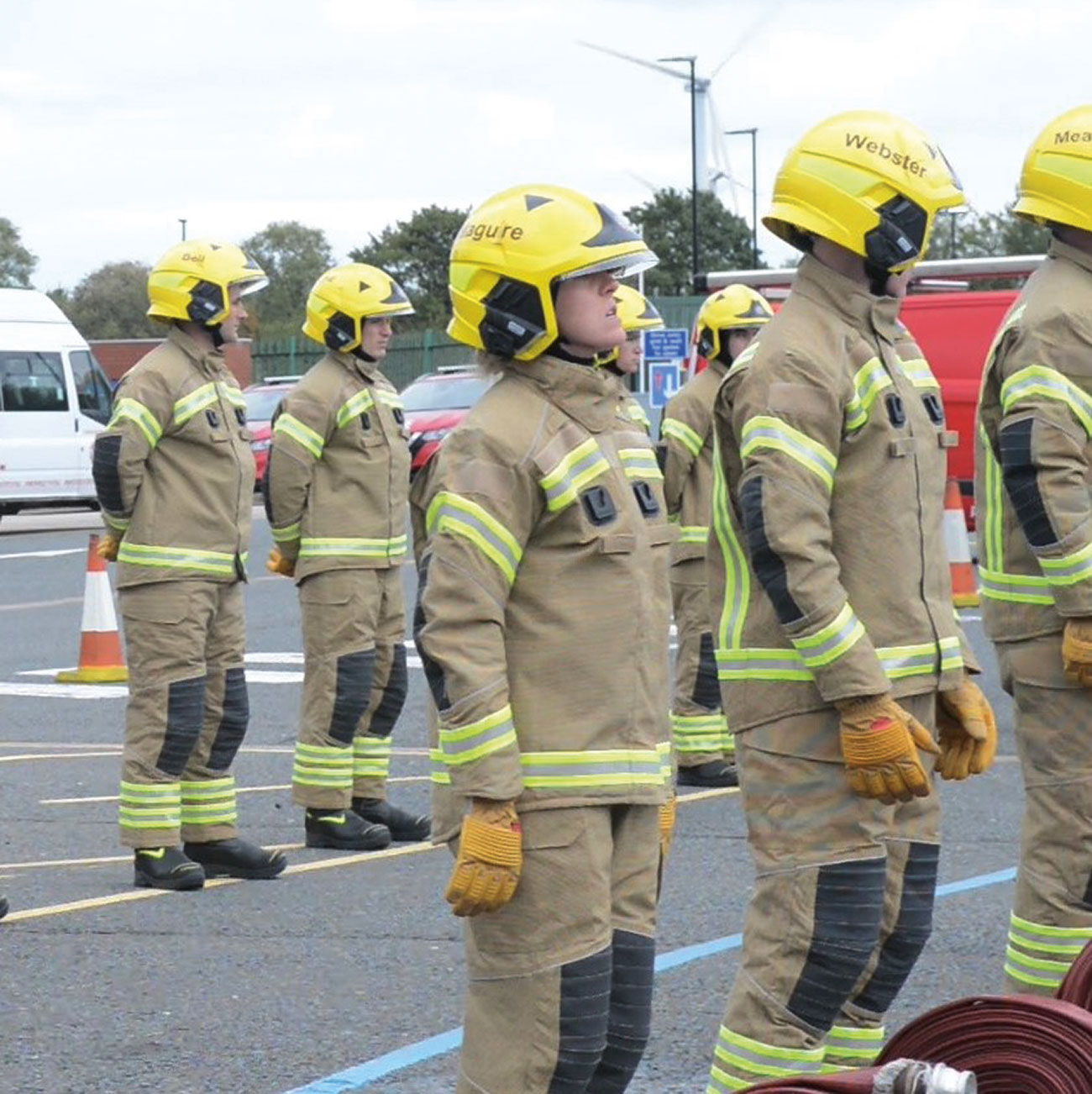 Taking part in firefighter training at TWFRS Headquarters in Washington, Sunderland.