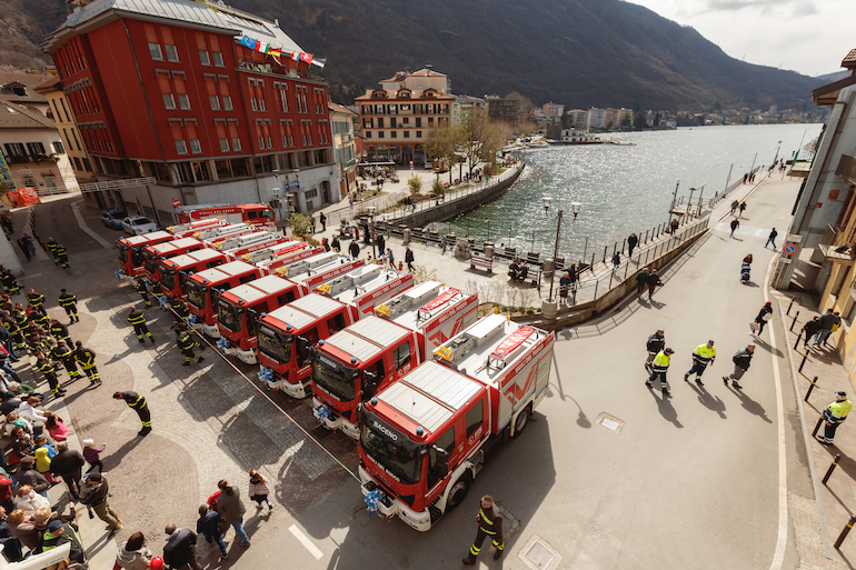 Panoramic view of the eight CITY 2020 in Largo Vittorio Cobianchi, Italy. (Magirus)
