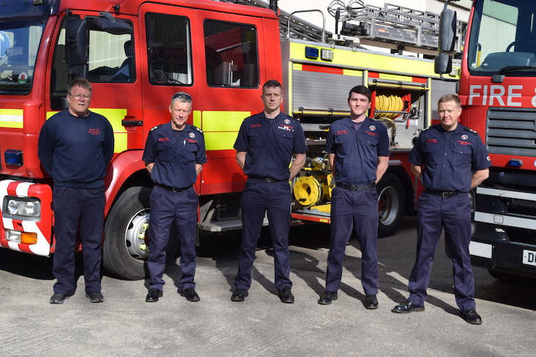 Gary Glew, Watch Manager Timothy Nettleton, Firefighter Mike Davies, Firefighter Rhys Fitzgerald and Watch Manager Chris Doyle. (MAWWFRS)