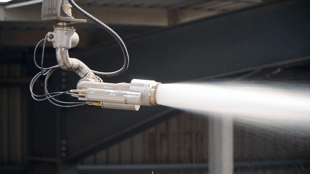 A canon suppression system following activation.