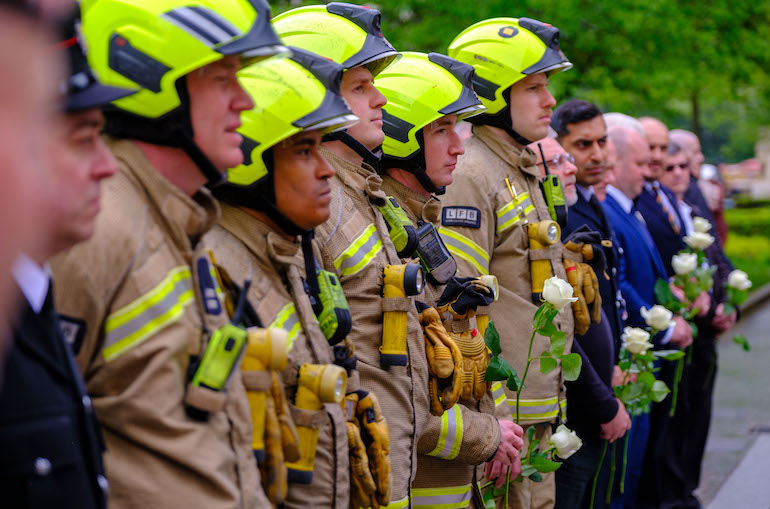 Firefighters' Memorial Day wreath laying and minute's silence, St Paul's. (FBU/Jess Hurd)