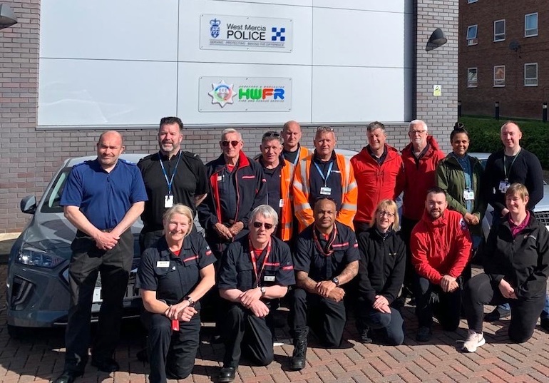 Volunteers Edward Cheshire (3rd from left back) and Chris Atkins (2nd from left front). (HWFRS)