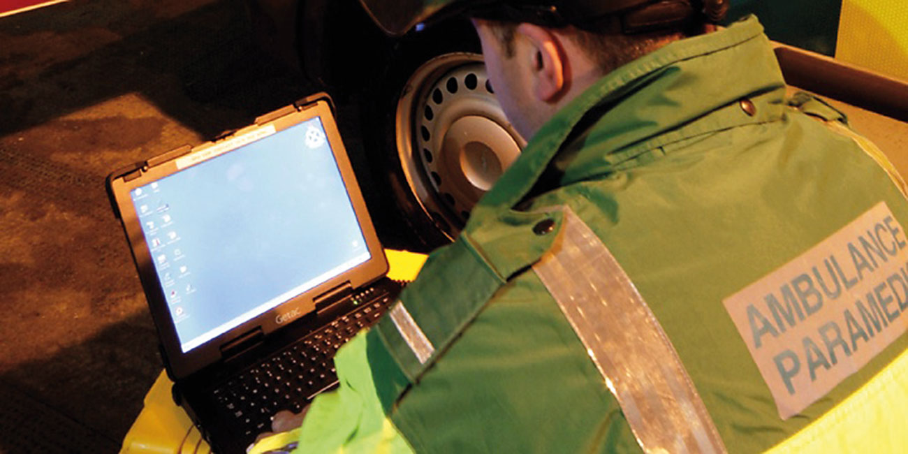 Getac device being used to provide emergency support. Images supplied by Author / Contributor
