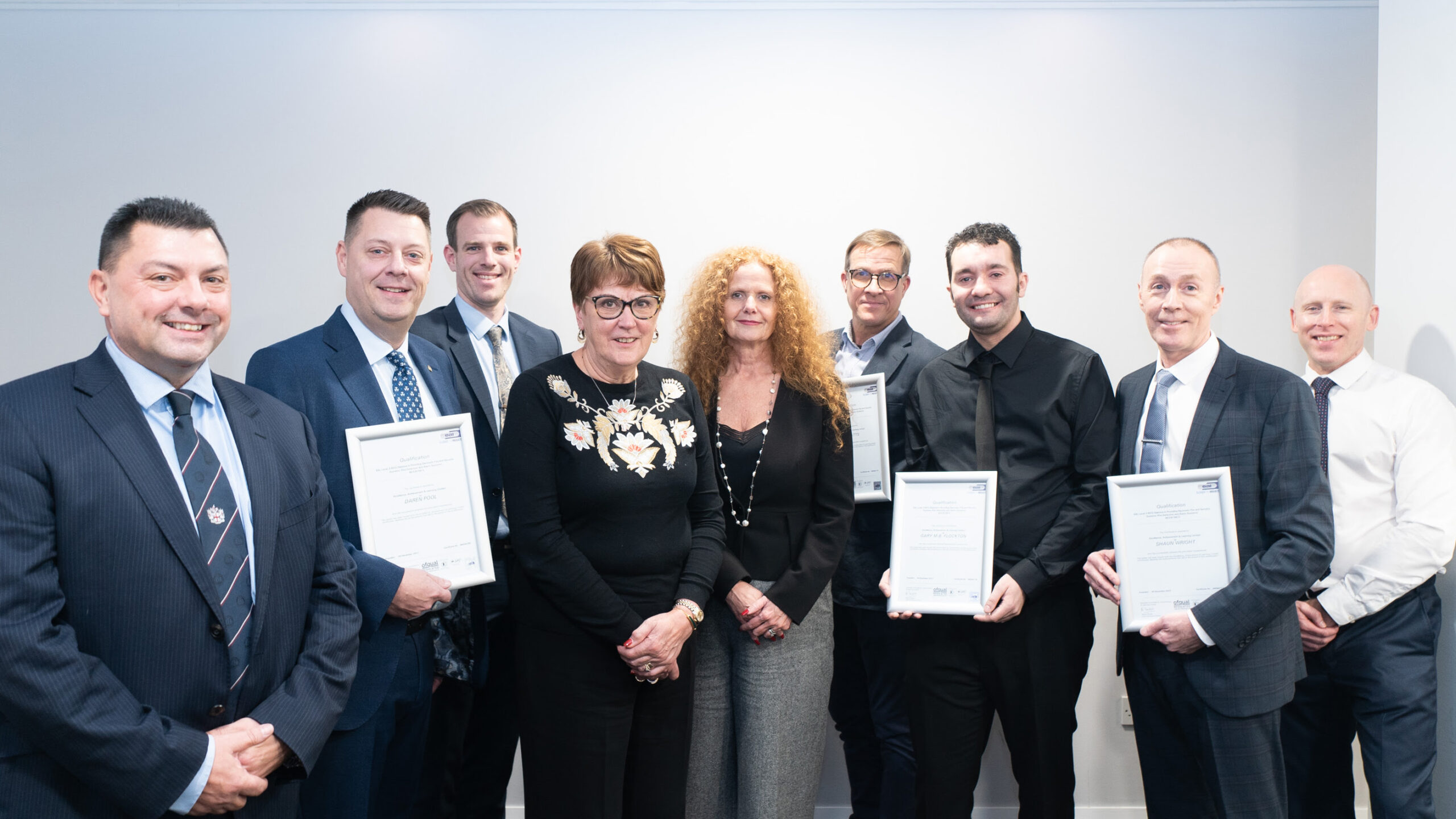 Left to right: Dr Tom Brookes, Daren Pool, Andy Reakes, Dame Judith Hackitt DBE, Al Parkes, John Watts, Gary Flockton, Shaun Wright and Kevin Sparrow.